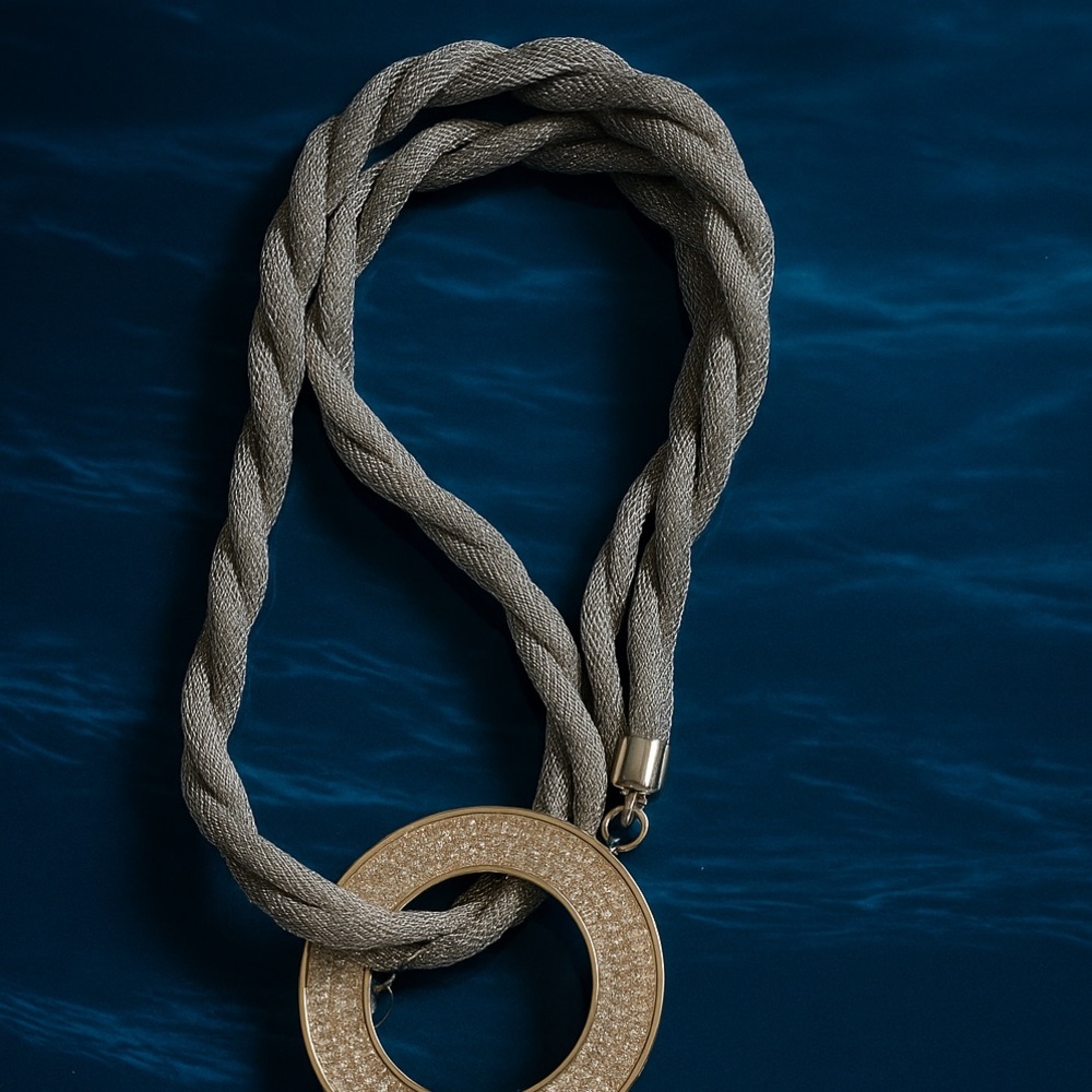 Silver Tassel Twisted Rope Necklace